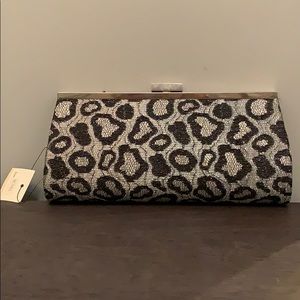 Sliver and black sparkly cheetah print clutch
